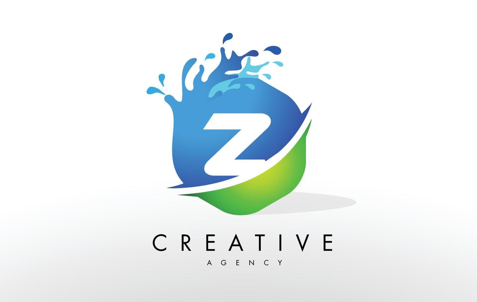 Z Letter Logo. Blue Green Splash Design Vector