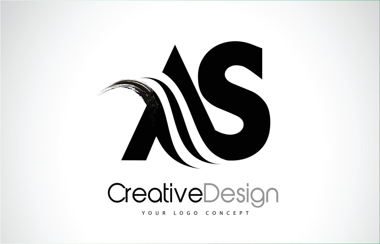 AS A S Creative Brush Black Letters Design With Swoosh vector