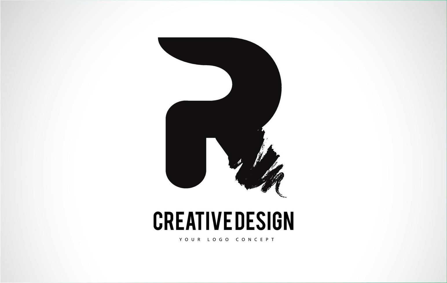 R Letter Logo Design Brush Paint Stroke. Artistic Black Paintbrush Stroke. vector