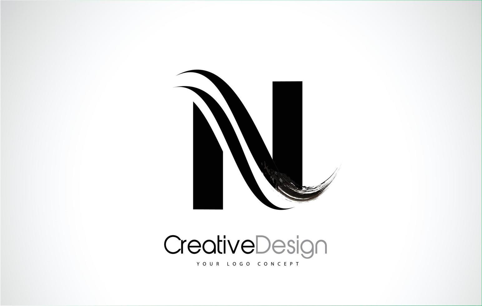 N Letter Design Brush Paint Stroke vector