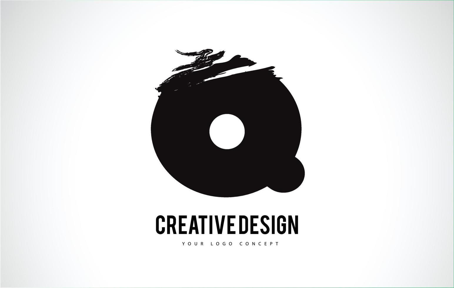Q Letter Logo Design Brush Paint Stroke. Artistic Black Paintbrush Stroke. vector