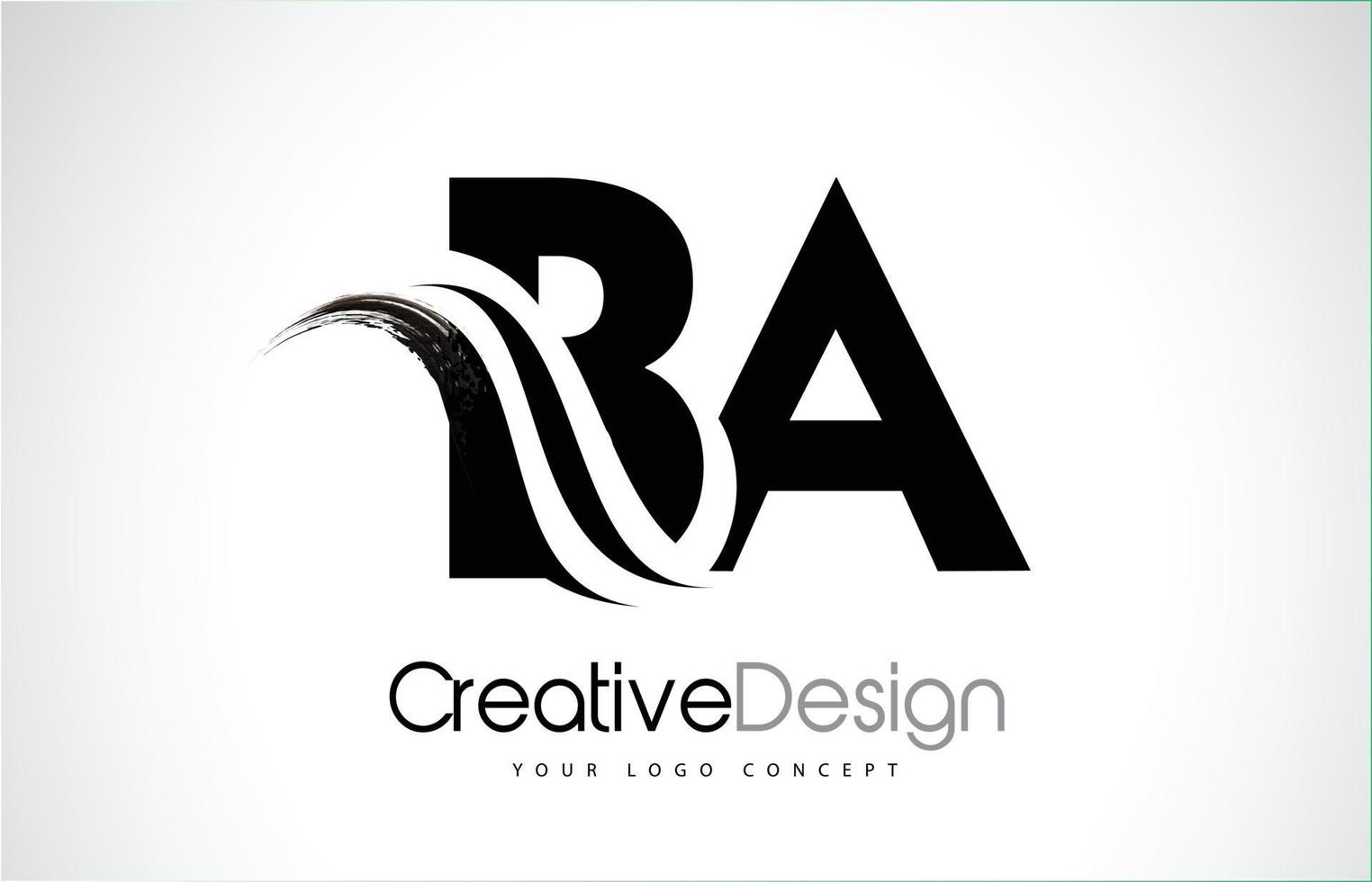 BA B A Creative Brush Black Letters Design With Swoosh vector