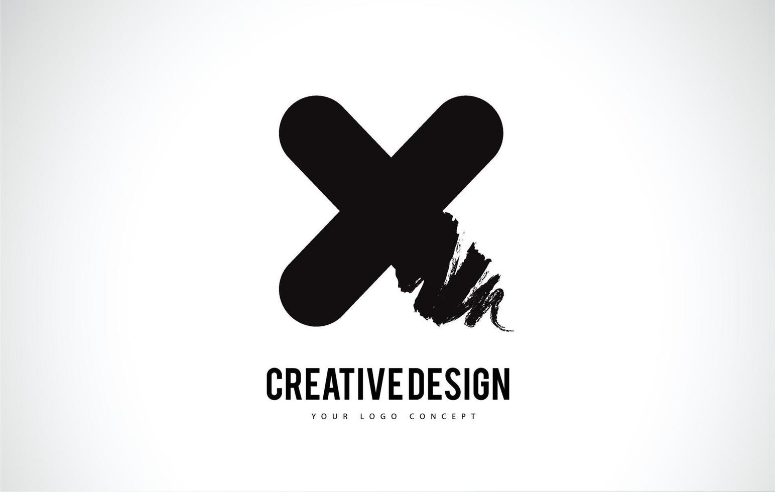 X Letter Logo Design Brush Paint Stroke. Artistic Black Paintbrush Stroke. vector