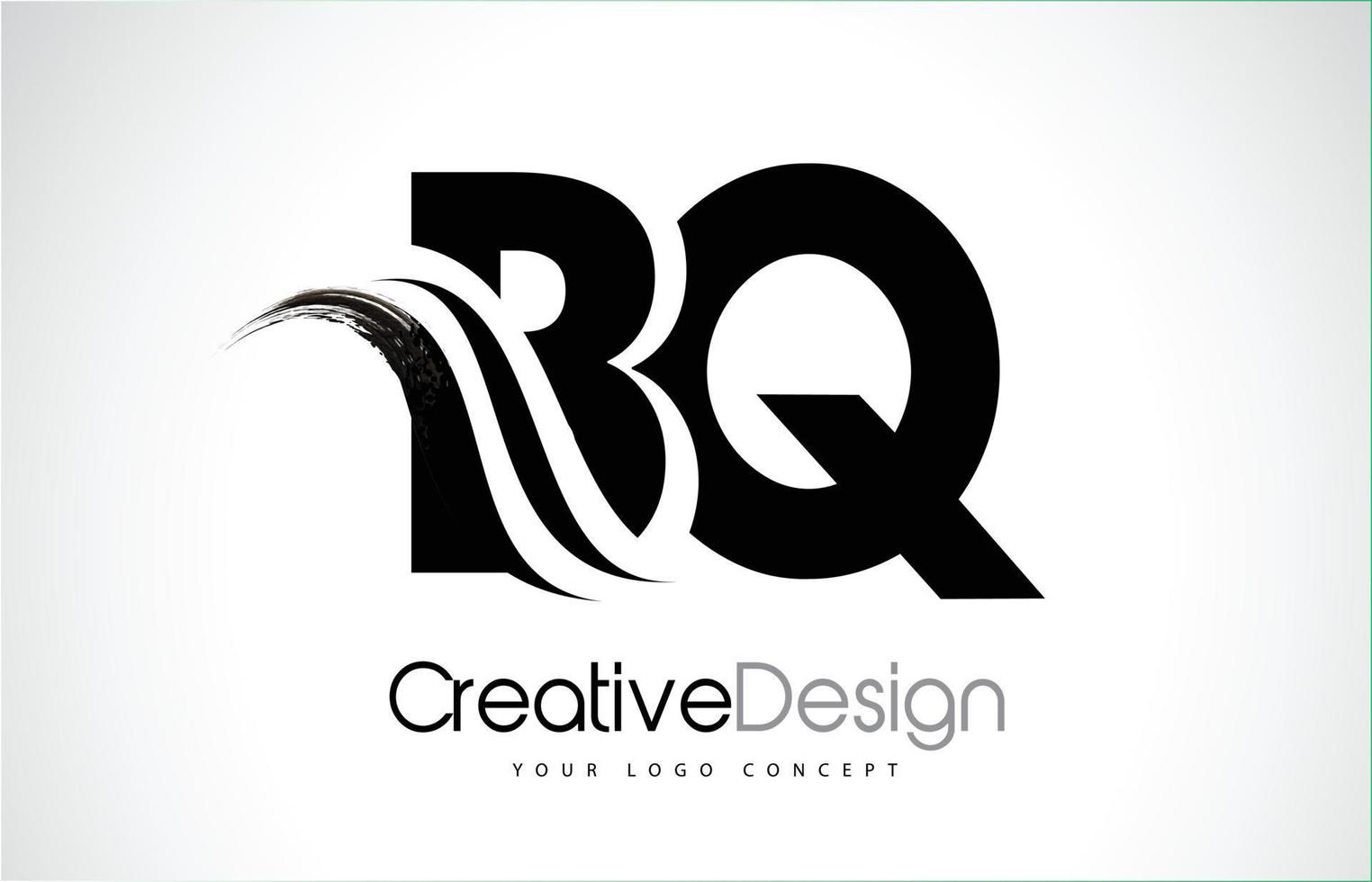 bq bq pincel creativo diseño de letras negras con swoosh vector