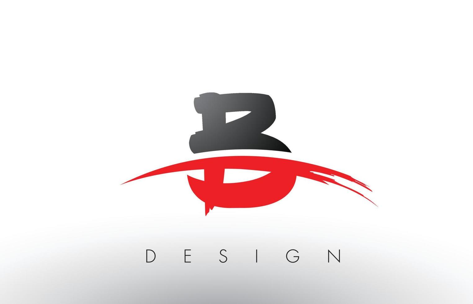 letras del logotipo de pincel b con frente de pincel swoosh rojo y negro vector
