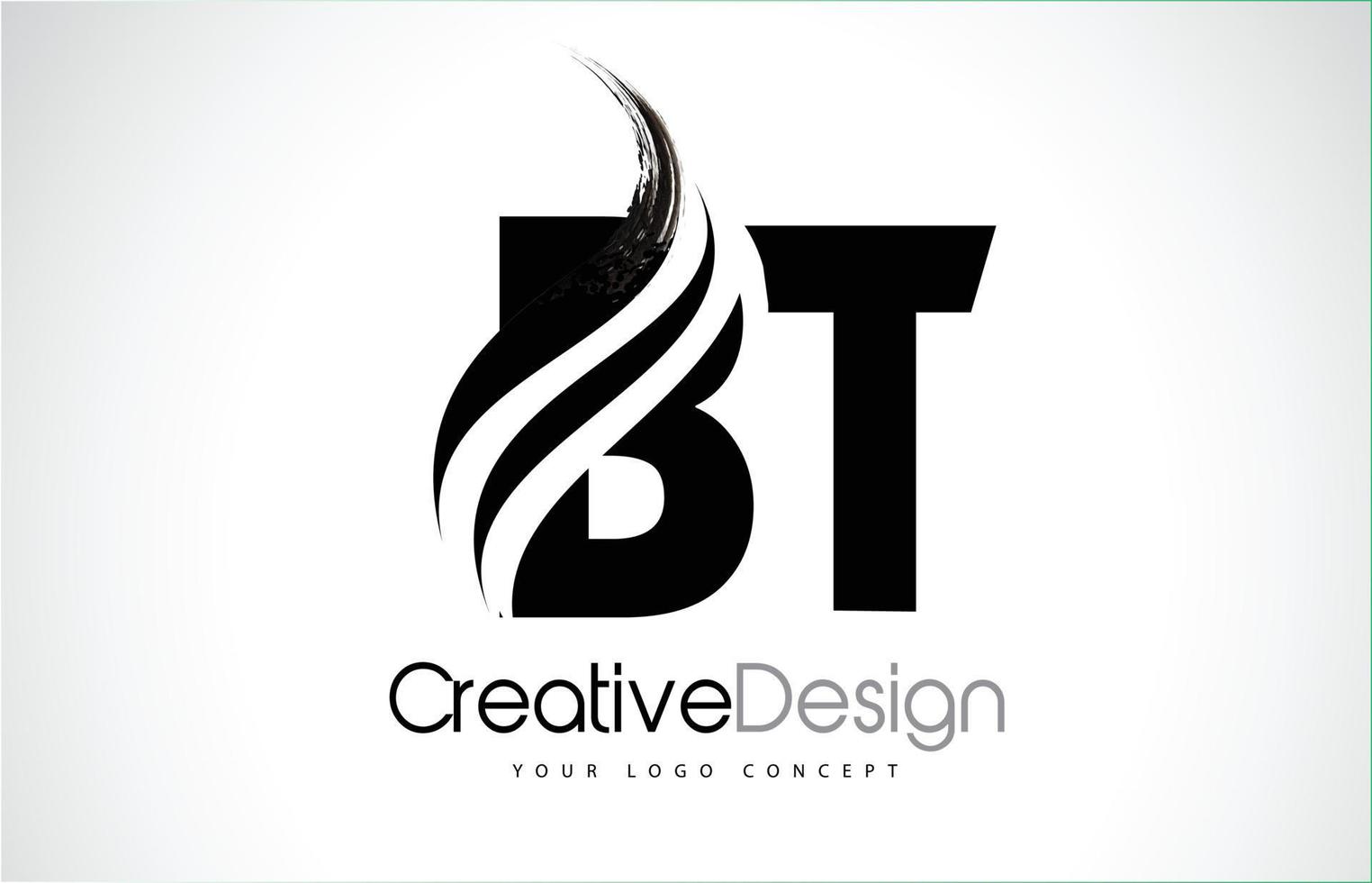 bt bt pincel creativo diseño de letras negras con swoosh vector