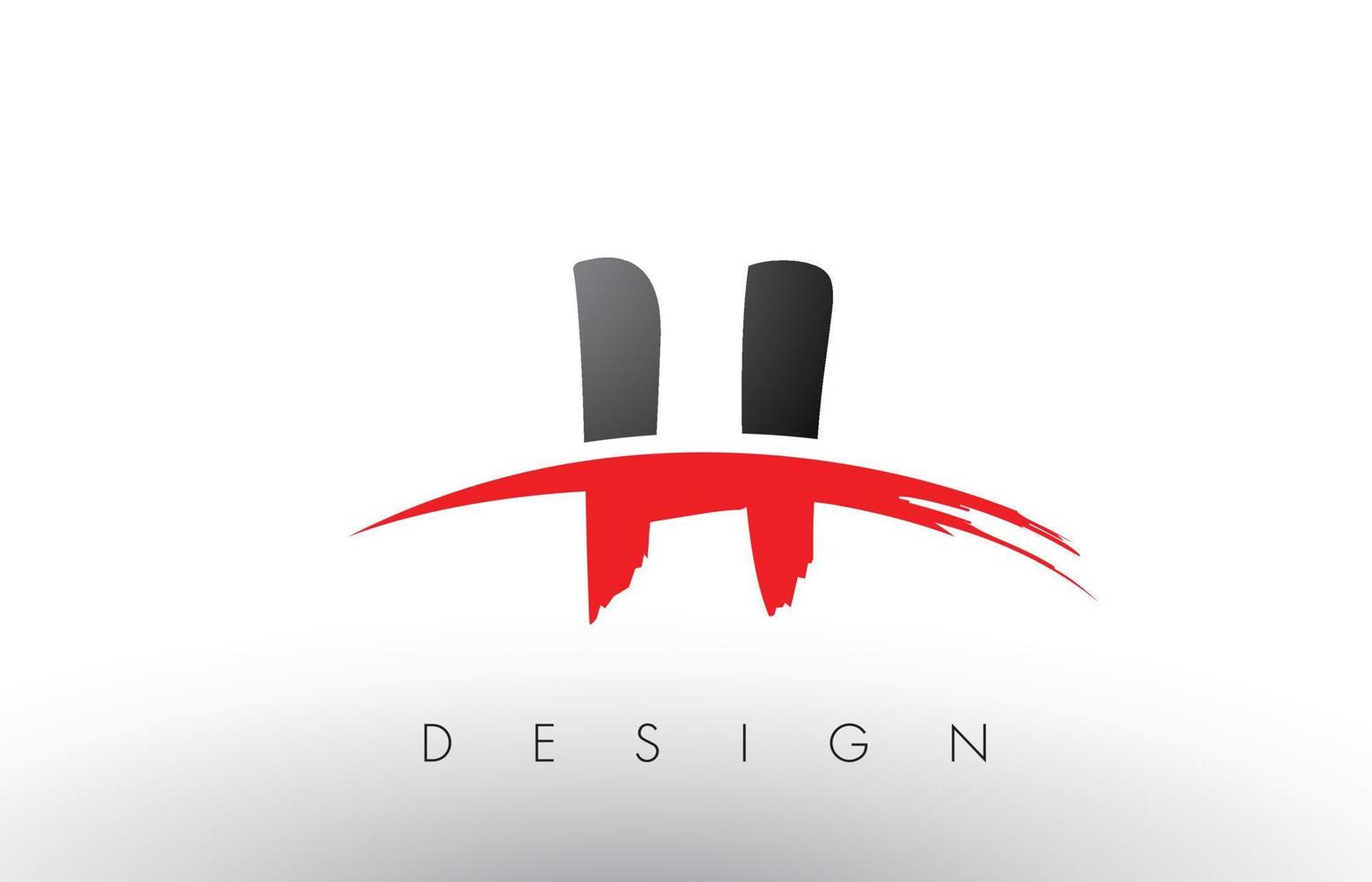 H Brush Logo Letters with Red and Black Swoosh Brush Front vector