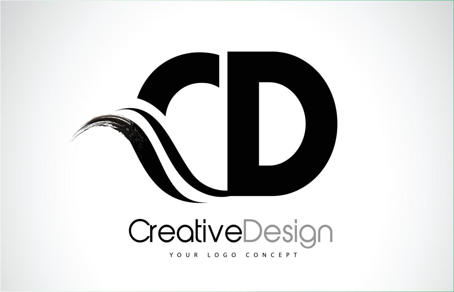 CD C D Creative Brush Black Letters Design With Swoosh vector