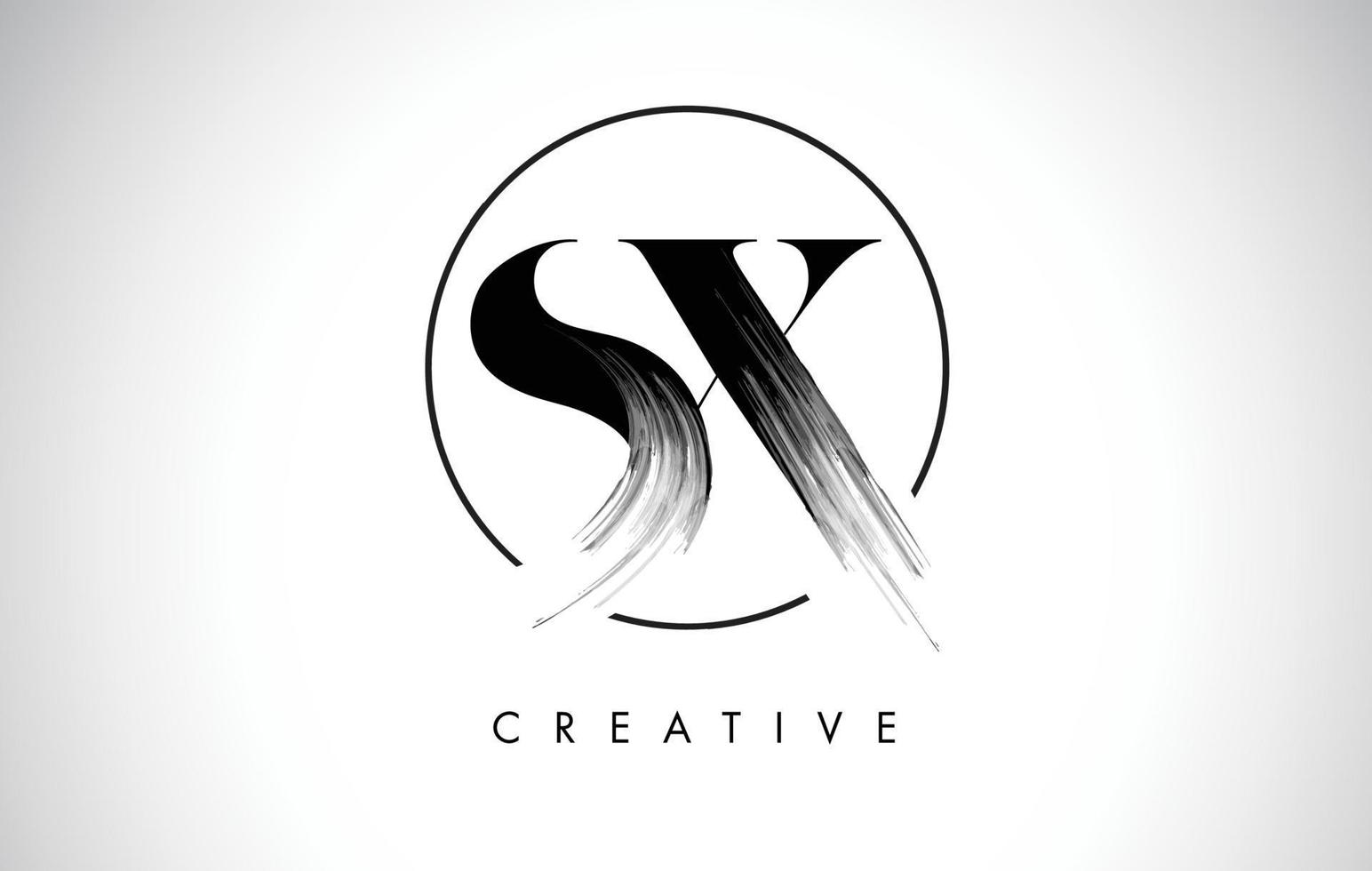 SX Brush Stroke Letter Logo Design. Black Paint Logo Leters Icon. vector