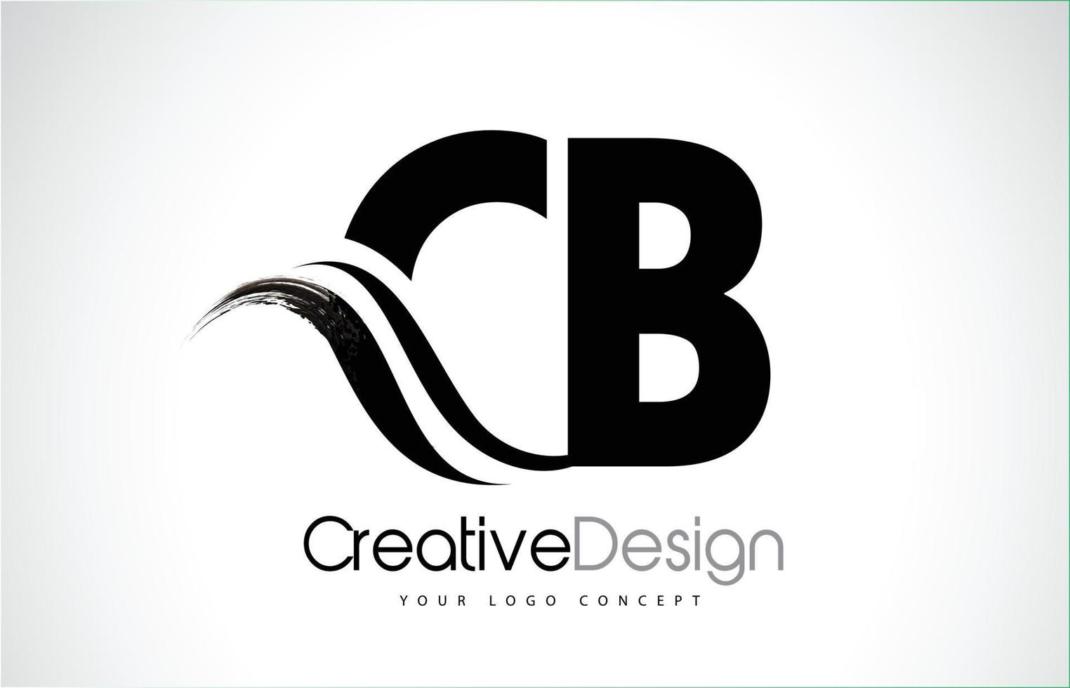 CB C B Creative Brush Black Letters Design With Swoosh vector