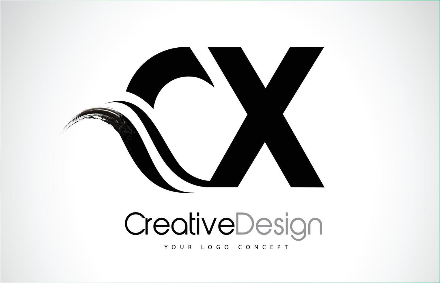 CX C X Creative Brush Black Letters Design With Swoosh vector