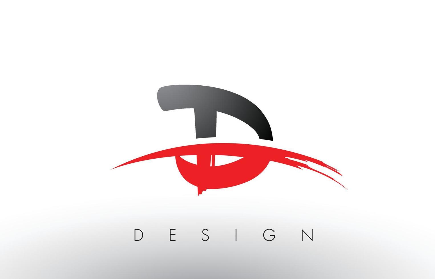 D Brush Logo Letters with Red and Black Swoosh Brush Front vector