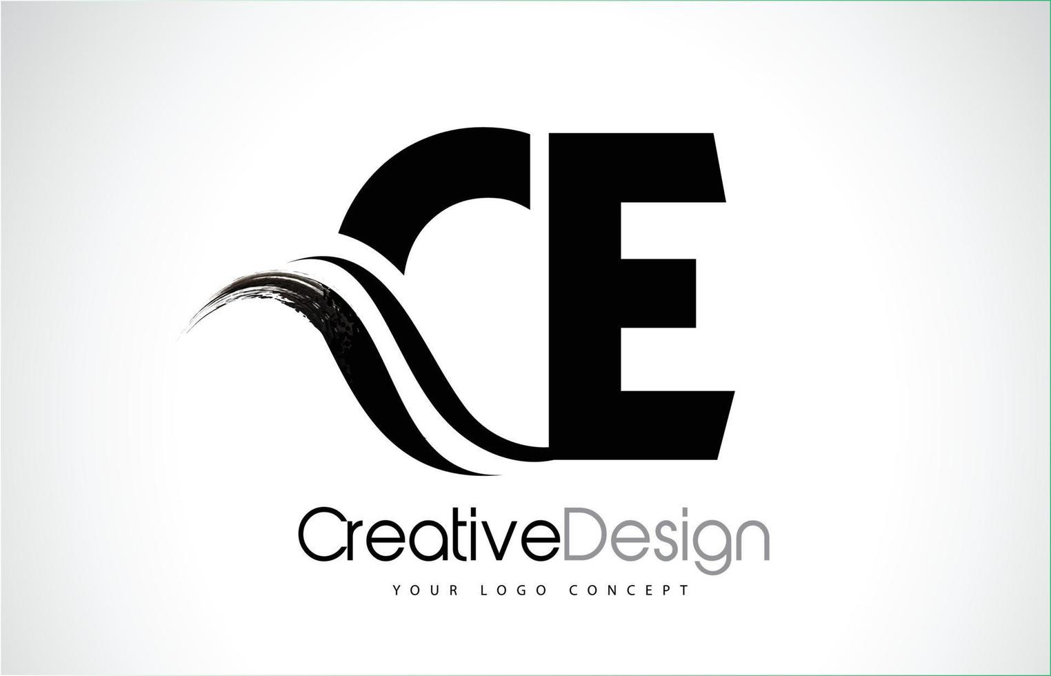 CE C E Creative Brush Black Letters Design With Swoosh vector