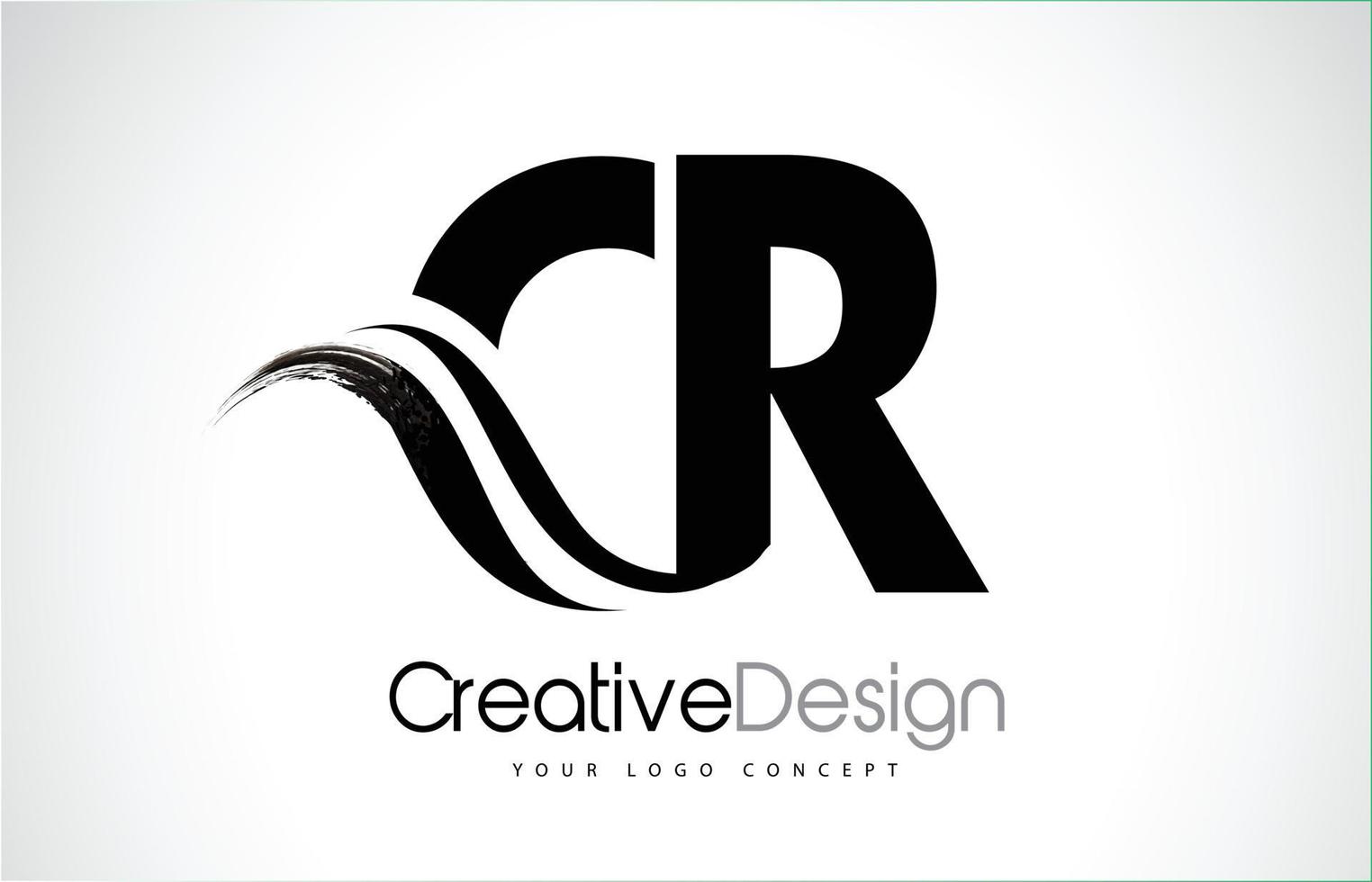 cr cr pincel creativo diseño de letras negras con swoosh vector