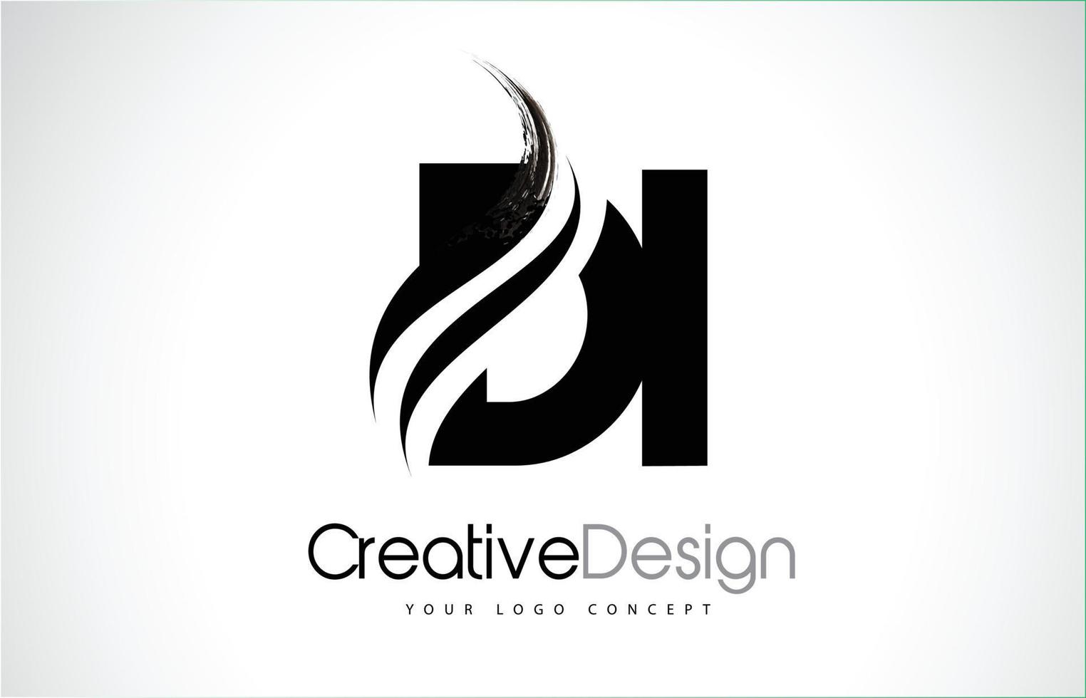 DI D I Creative Brush Black Letters Design With Swoosh vector