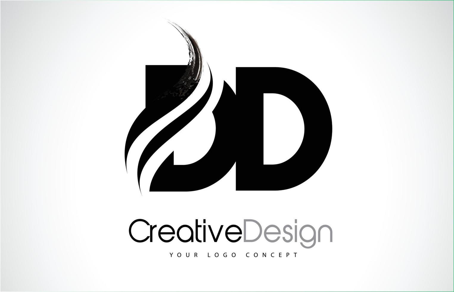 DD D D Creative Brush Black Letters Design With Swoosh vector