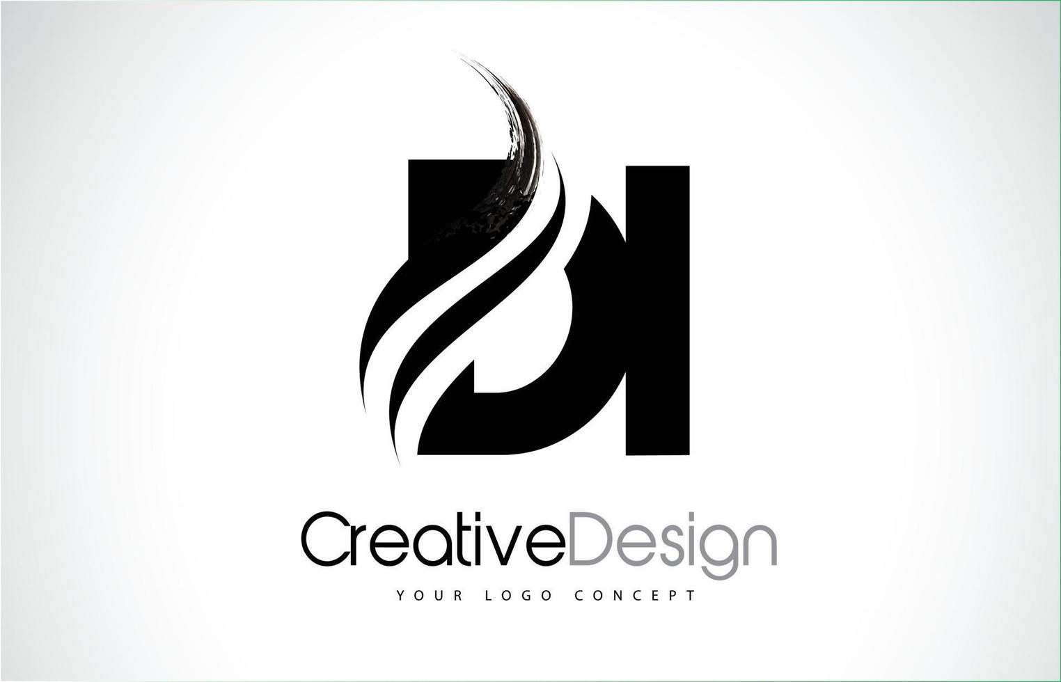 DI D I Creative Brush Black Letters Design With Swoosh vector