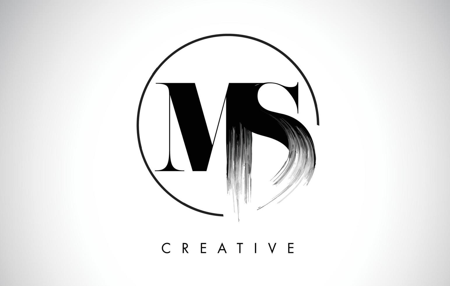 MS Brush Stroke Letter Logo Design. Black Paint Logo Leters Icon. vector