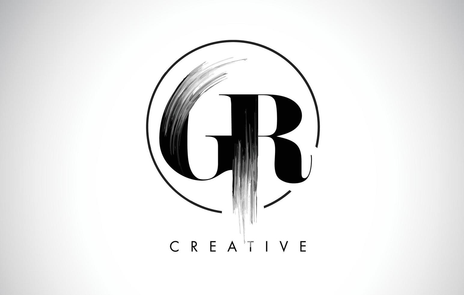 GR Brush Stroke Letter Logo Design. Black Paint Logo Leters Icon. vector