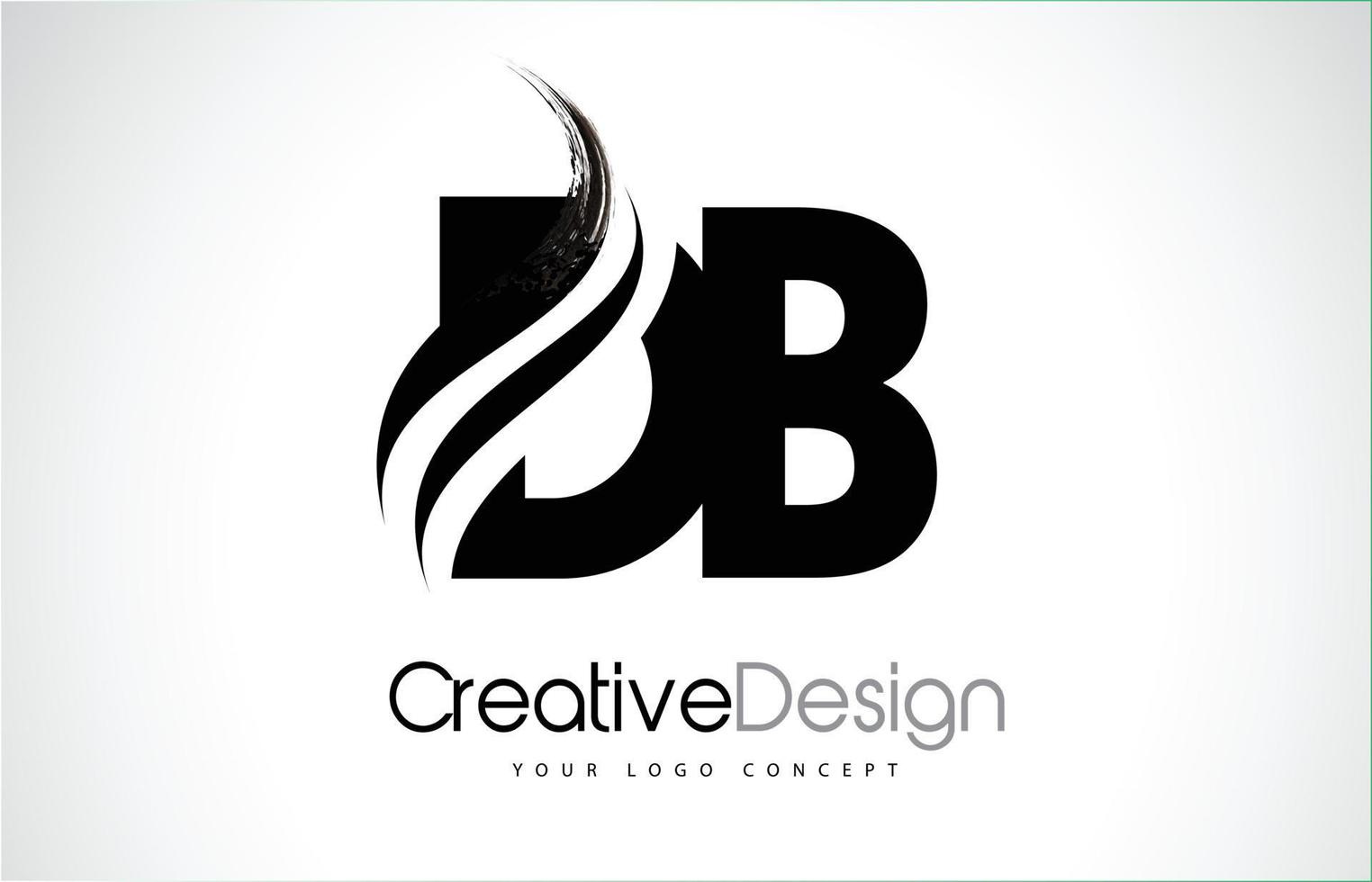 DB D B Creative Brush Black Letters Design With Swoosh vector