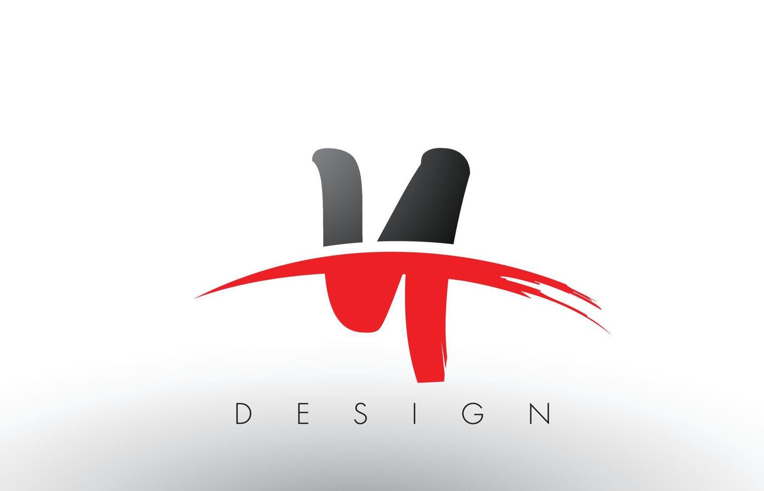 letras del logotipo de pincel y con frente de pincel swoosh rojo y negro vector