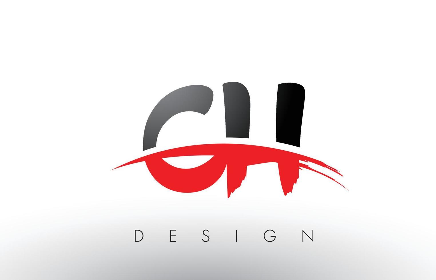 letras del logotipo del cepillo ch ch con frente de cepillo swoosh rojo y negro vector