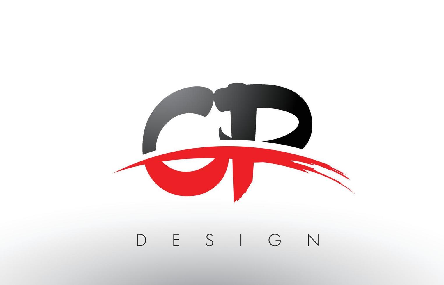 letras del logotipo del cepillo cp cp con frente de cepillo swoosh rojo y negro vector