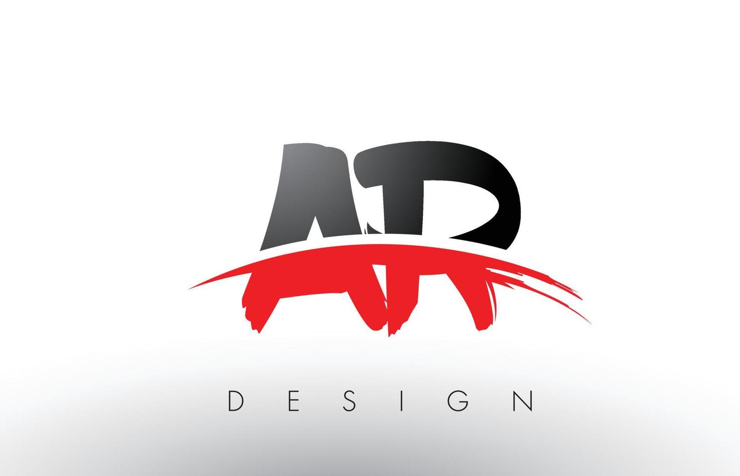 AR A R Brush Logo Letters with Red and Black Swoosh Brush Front vector