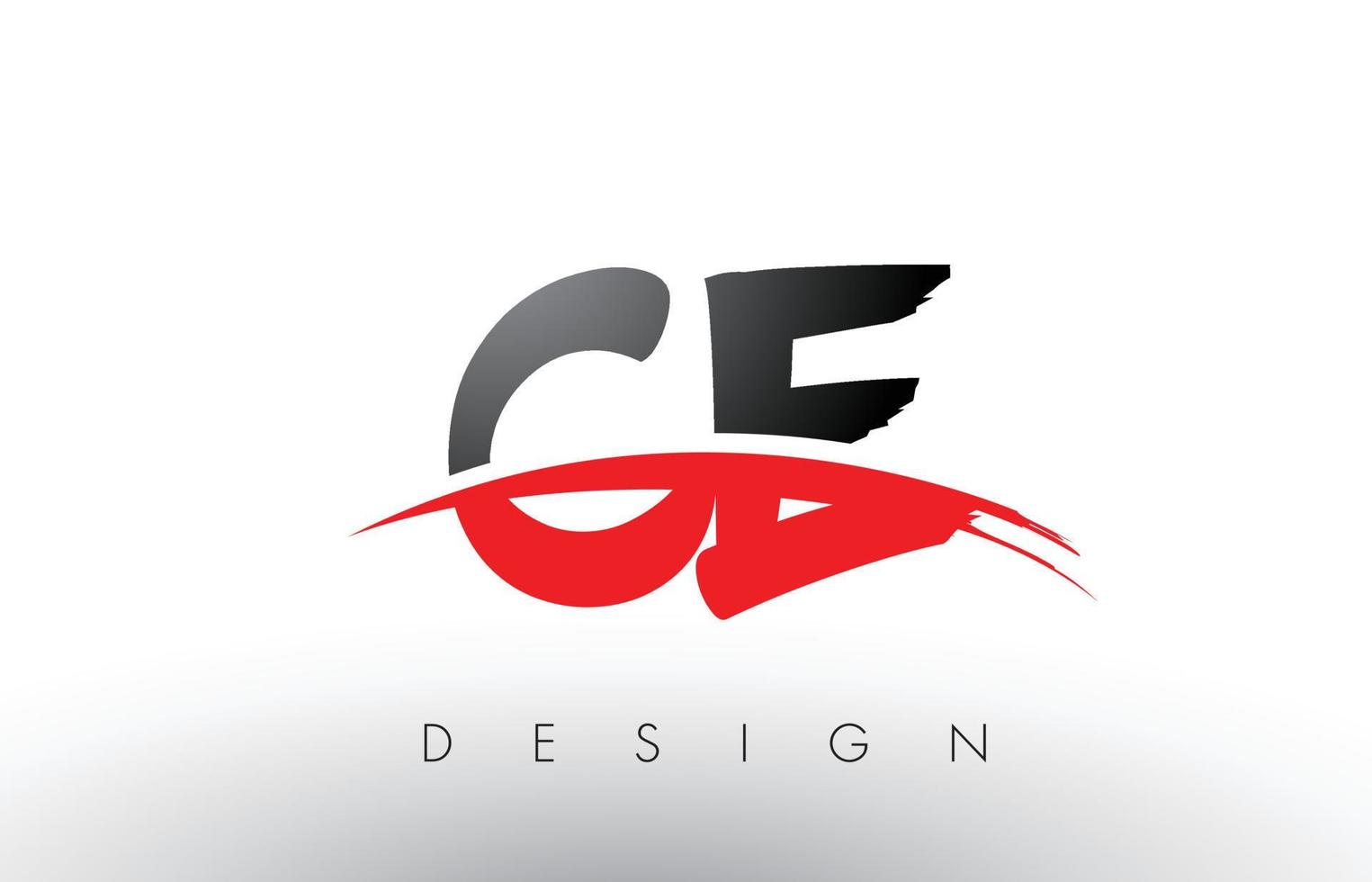 letras del logotipo del cepillo ce ce con frente de cepillo swoosh rojo y negro vector