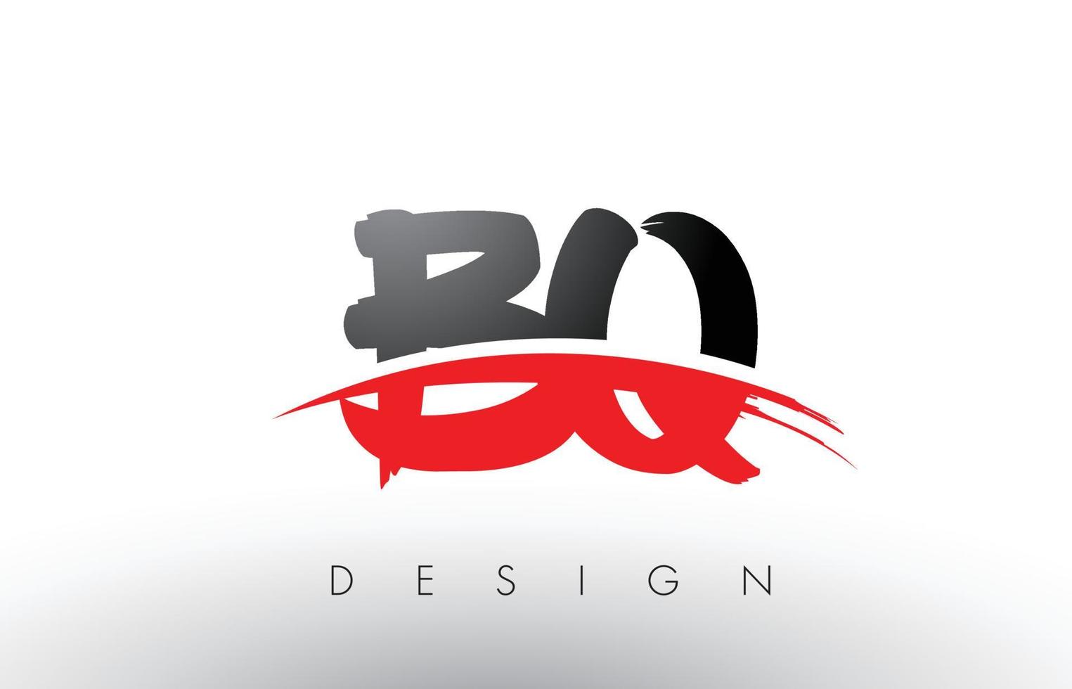 BQ B Q Brush Logo Letters with Red and Black Swoosh Brush Front vector