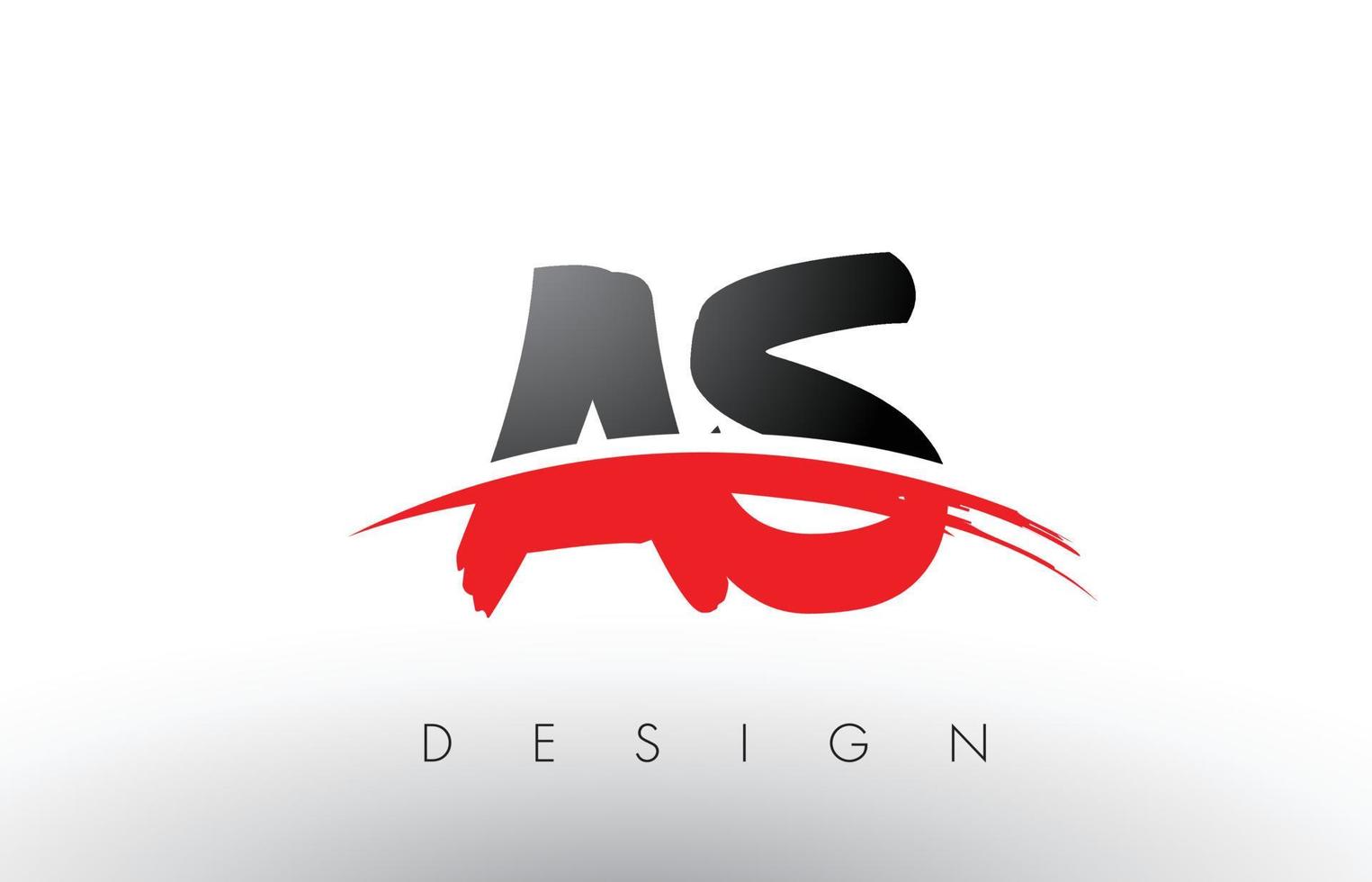 AS A S Brush Logo Letters with Red and Black Swoosh Brush Front vector