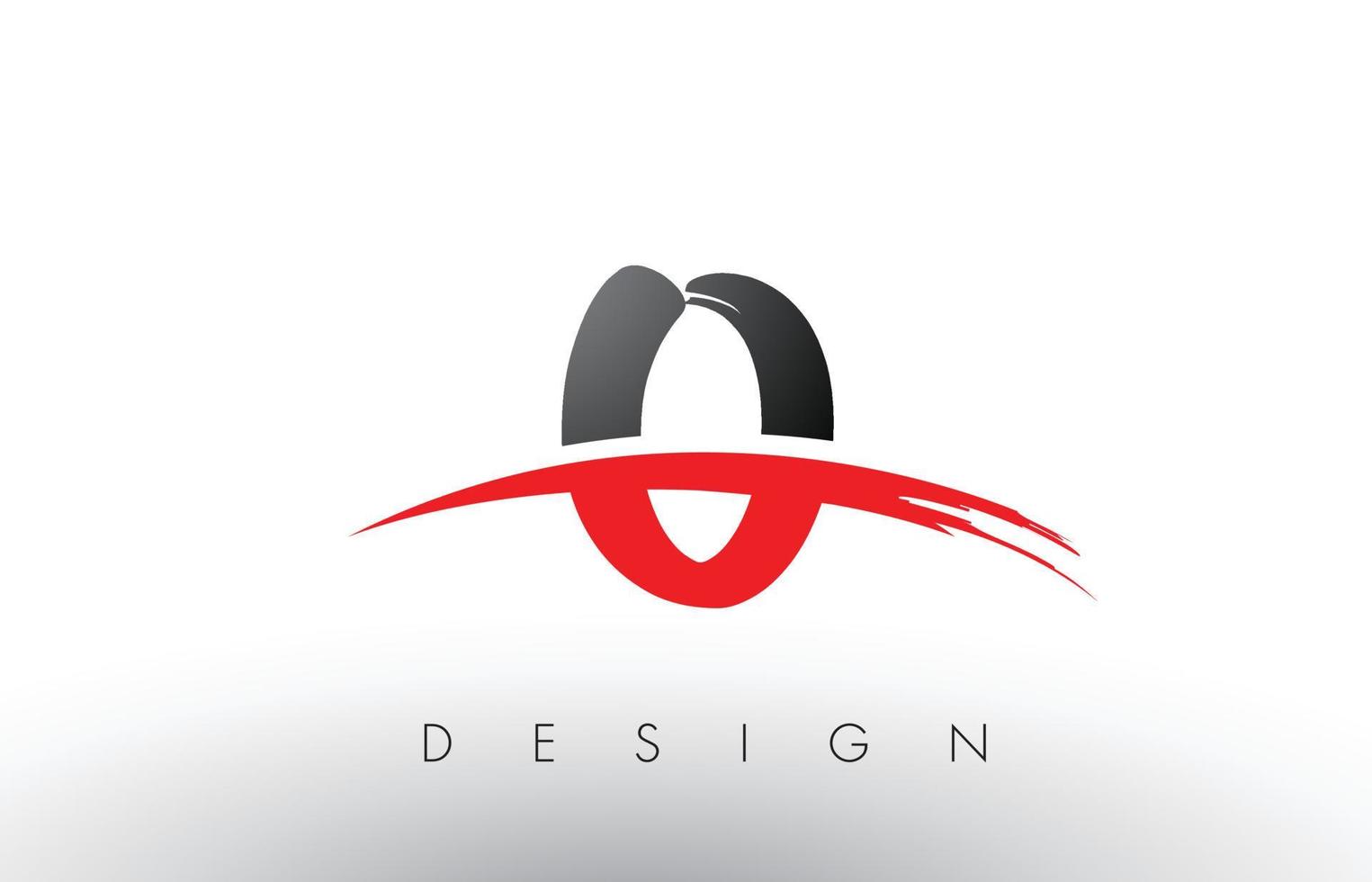O Brush Logo Letters with Red and Black Swoosh Brush Front vector