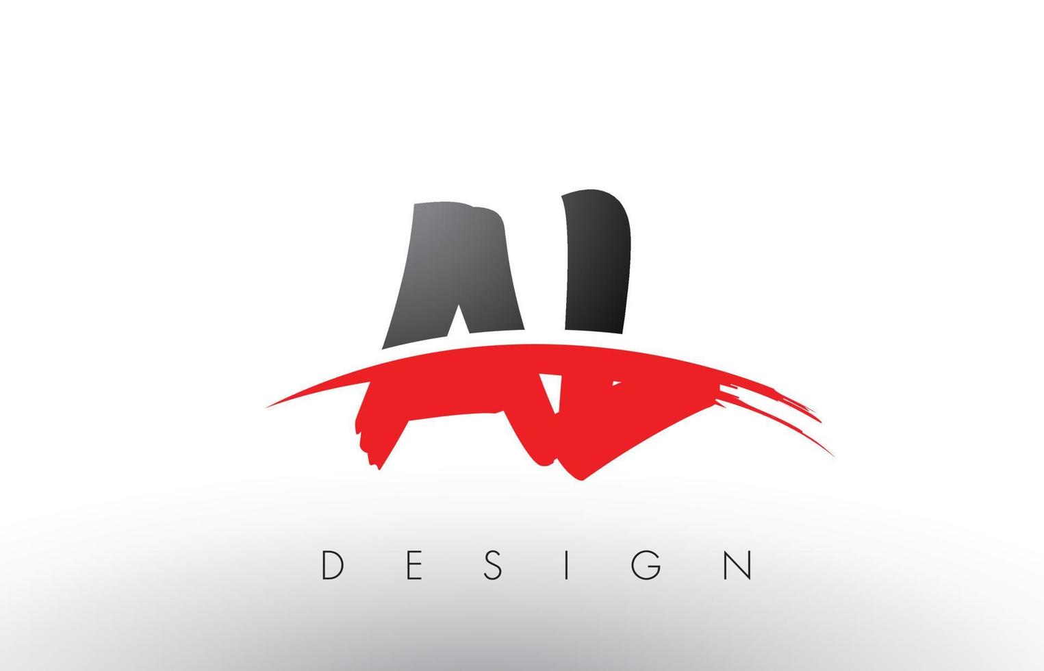 Letras del logotipo de al al pincel con frente de pincel swoosh rojo y negro vector