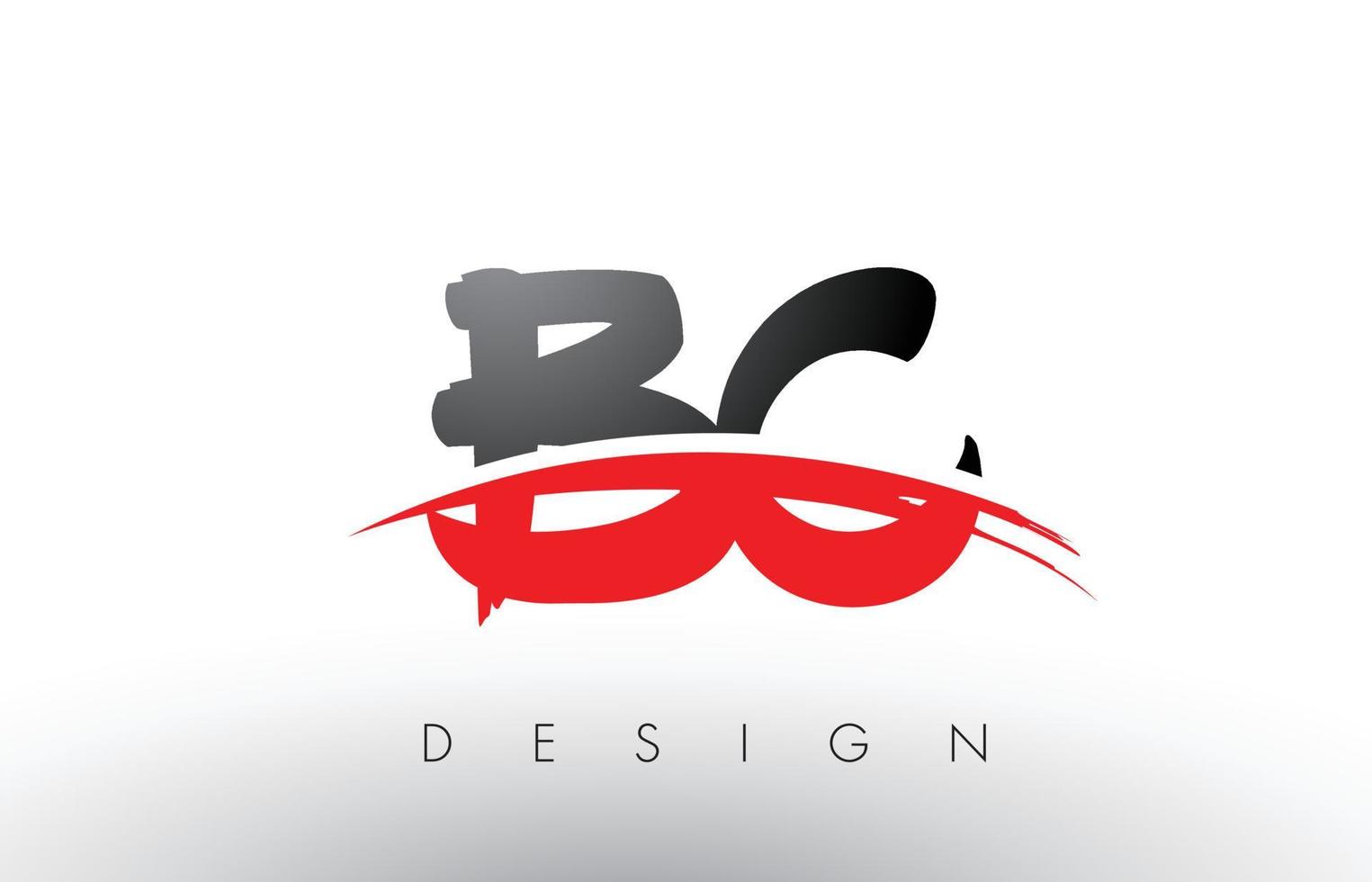 letras del logotipo del cepillo bc bc con frente de cepillo swoosh rojo y negro vector