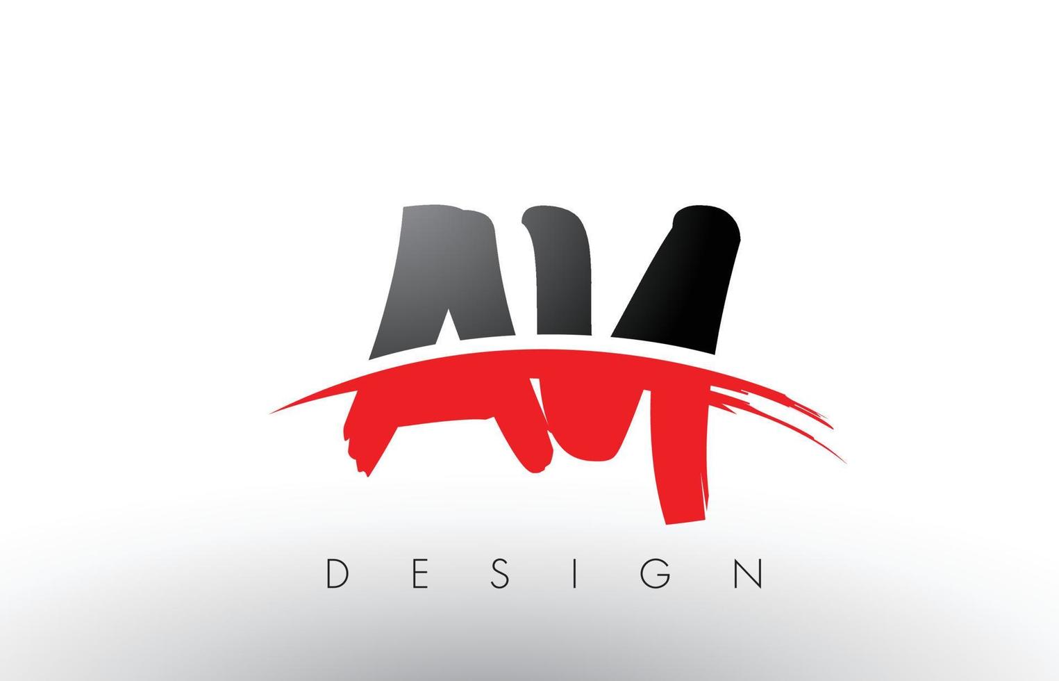 Ay ay letras del logotipo de pincel con frente de pincel swoosh rojo y negro vector