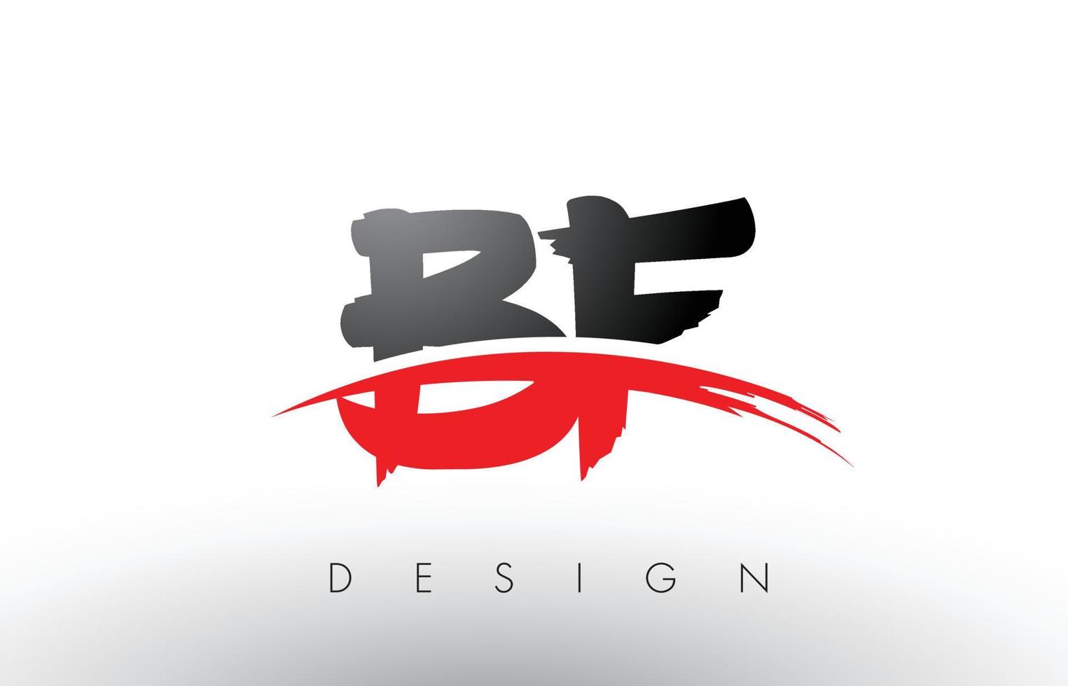 letras del logotipo del cepillo bf bf con frente de cepillo swoosh rojo y negro vector