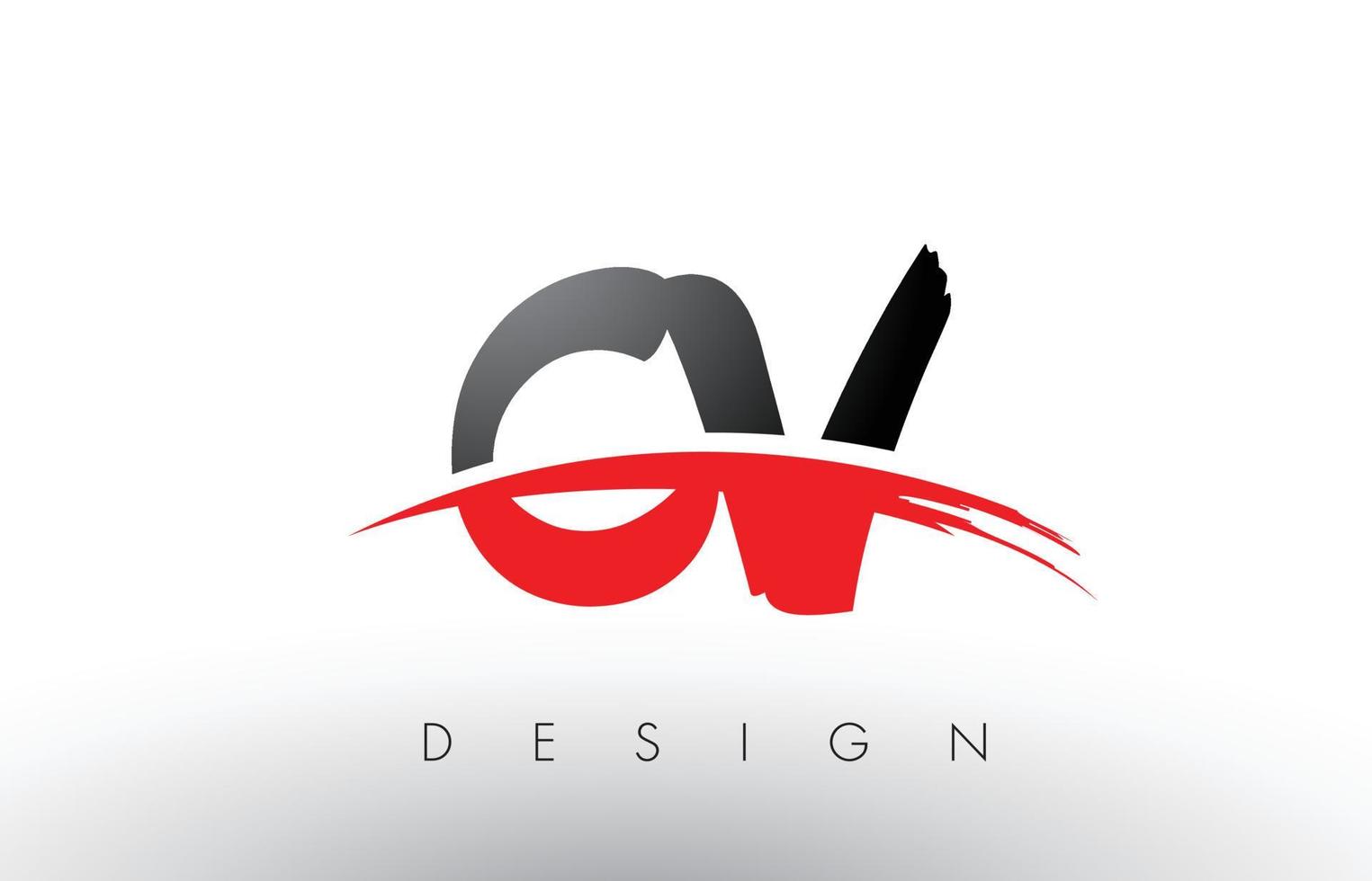 letras del logotipo del cepillo cv cv con frente de cepillo swoosh rojo y negro vector
