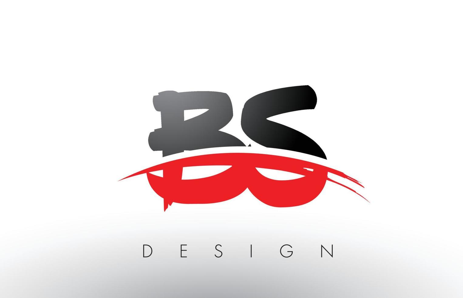 letras del logotipo del cepillo bs bs con frente de cepillo swoosh rojo y negro vector