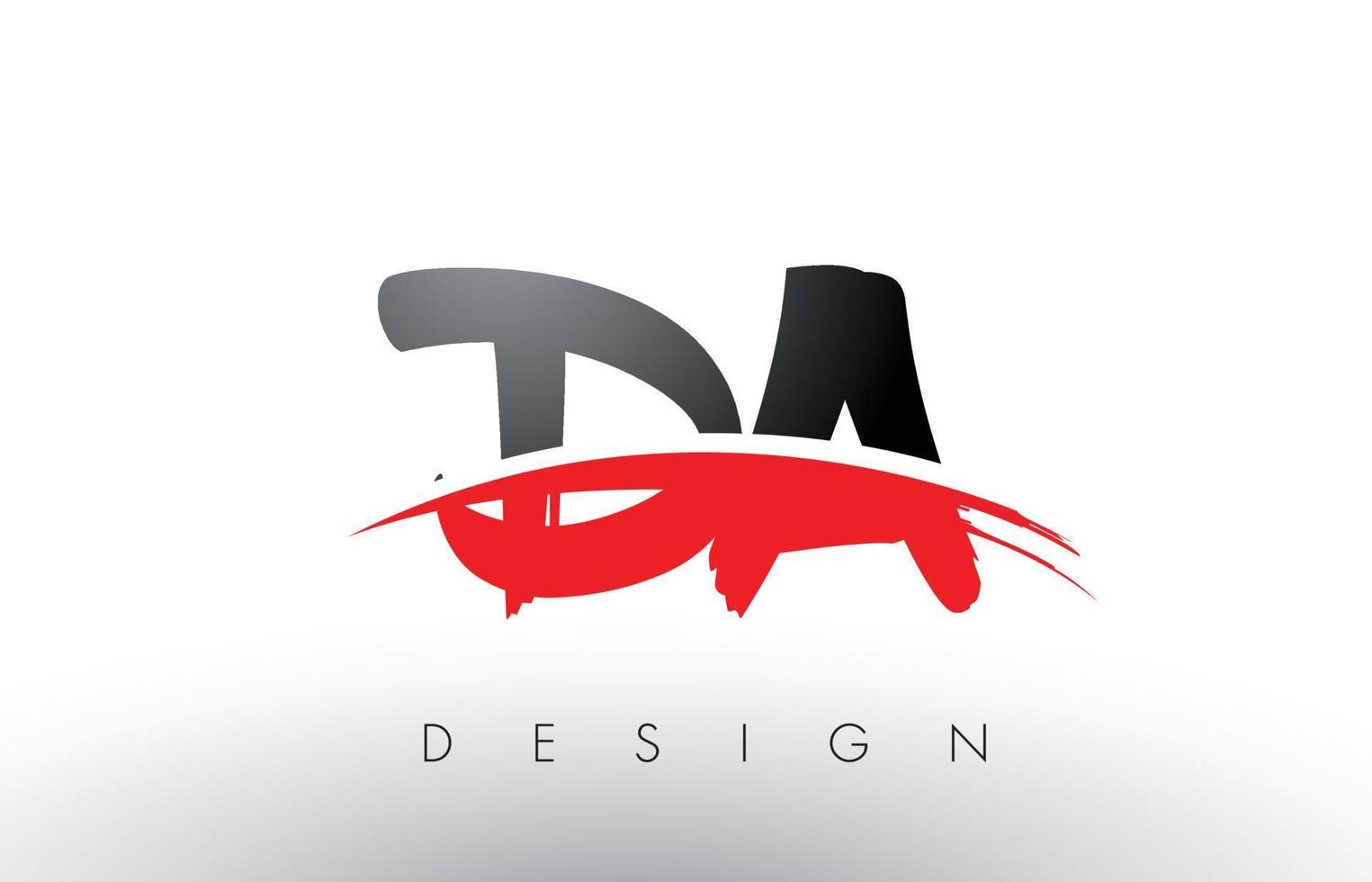 letras del logotipo de da da brush con frente de pincel swoosh rojo y negro vector