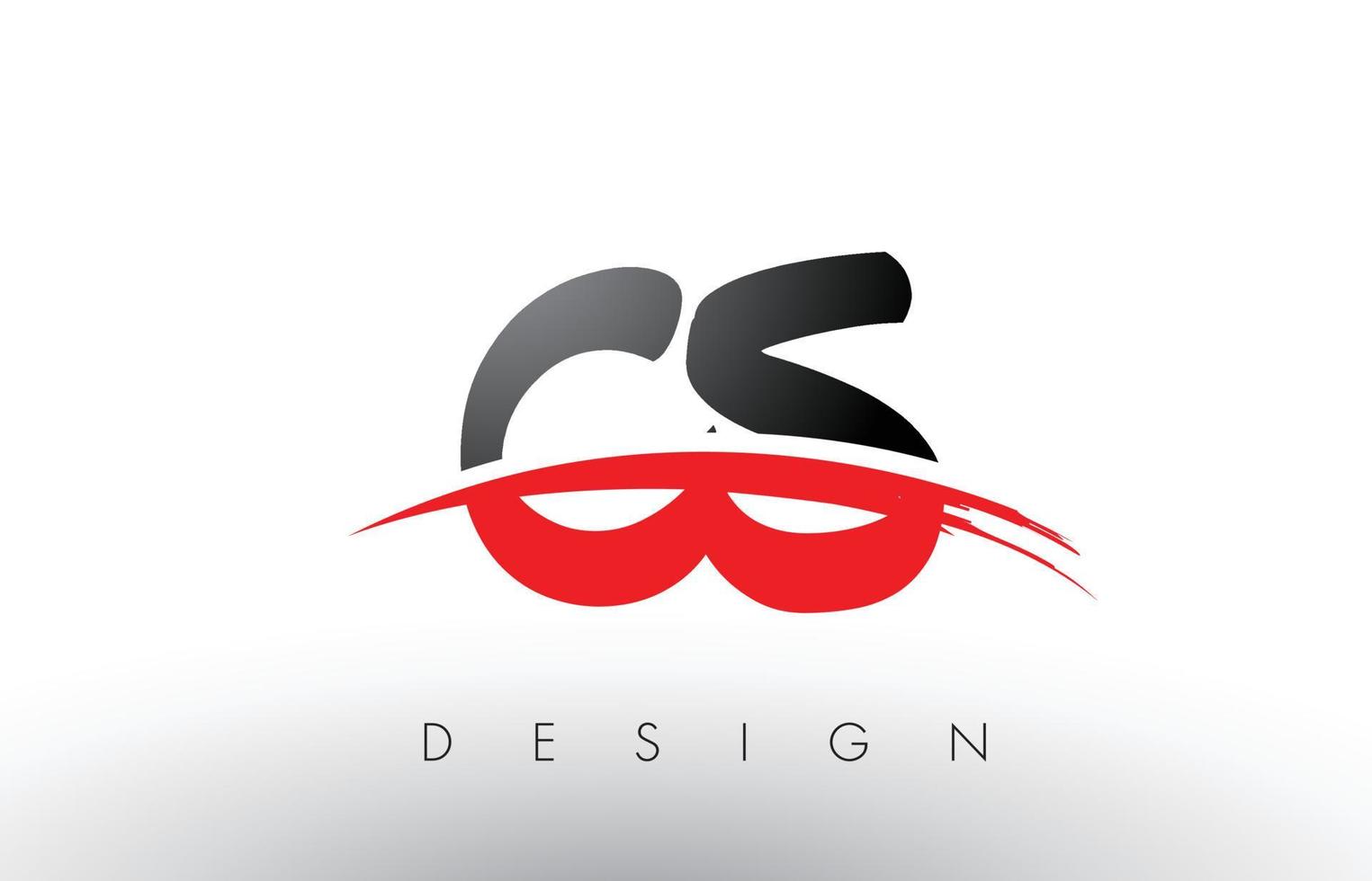 letras del logotipo del cepillo cs cs con frente de cepillo swoosh rojo y negro vector