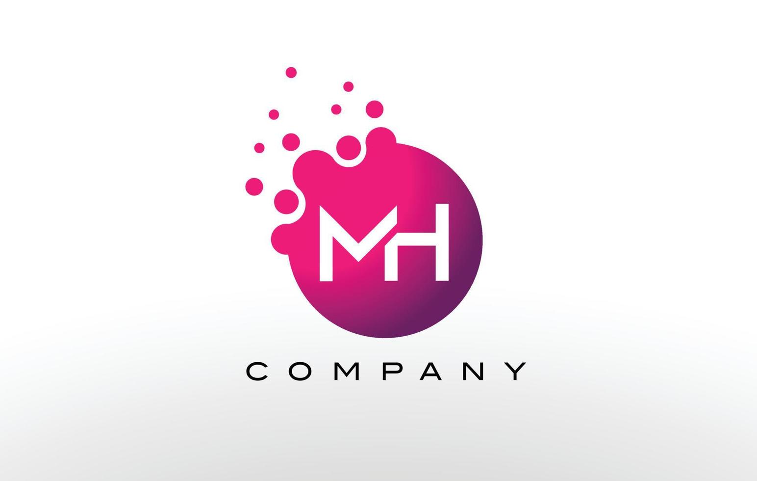 MH Letter Dots Logo Design with Creative Trendy Bubbles. vector