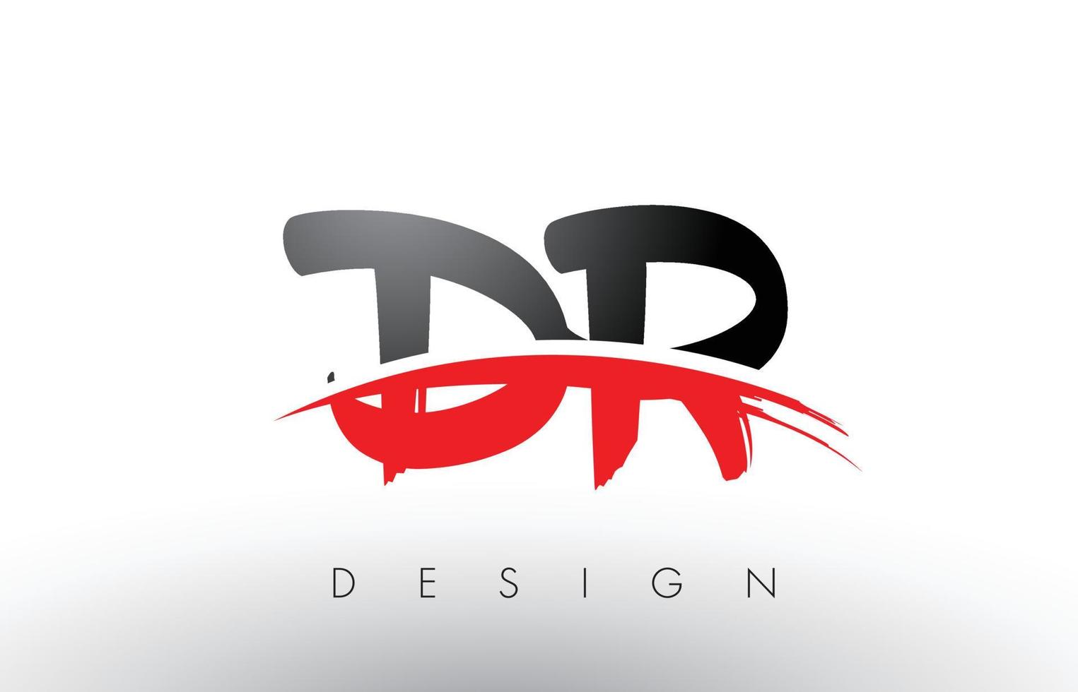 DR D R Brush Logo Letters with Red and Black Swoosh Brush Front vector