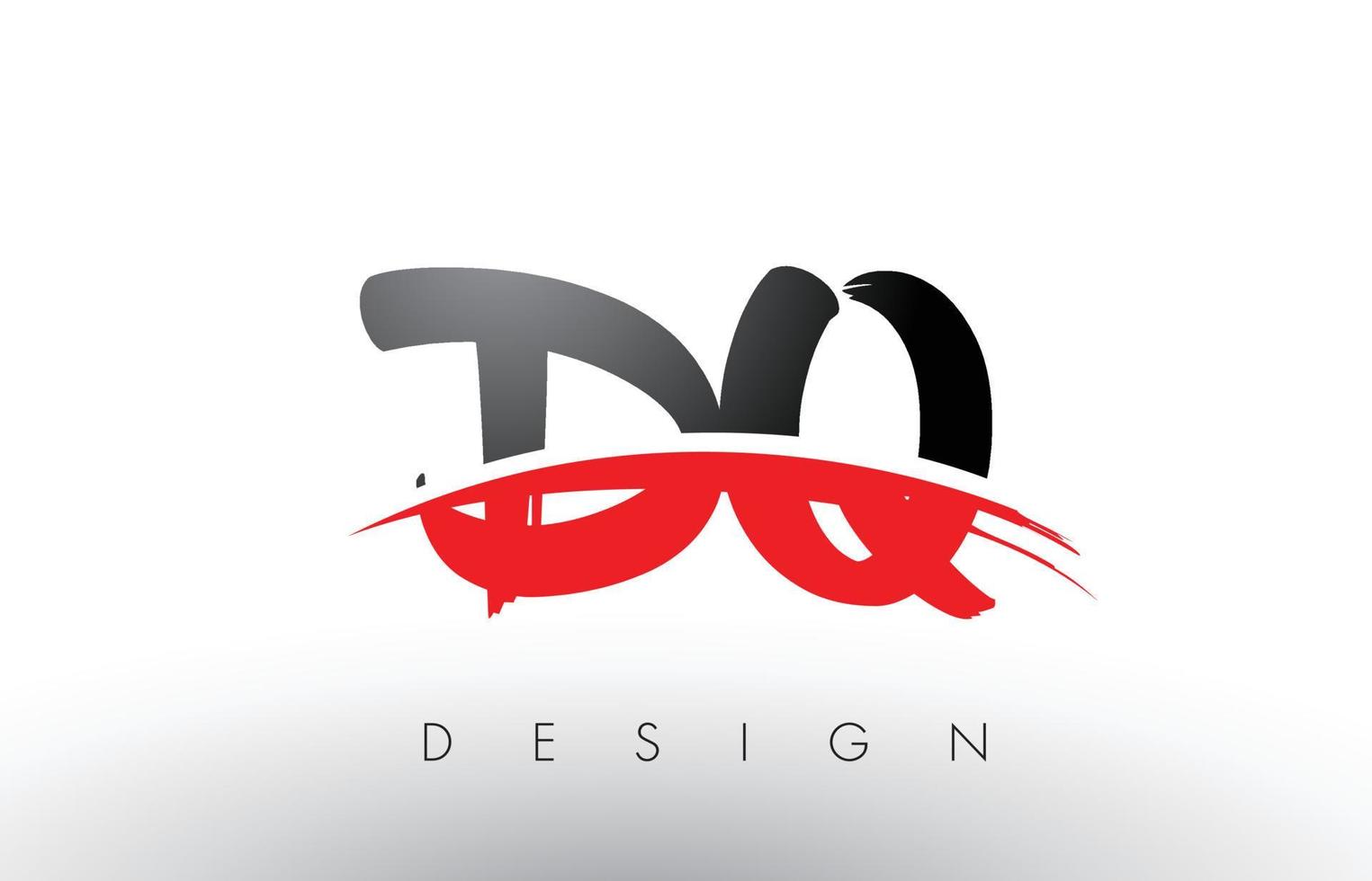letras del logotipo del cepillo dq dq con frente de cepillo swoosh rojo y negro vector