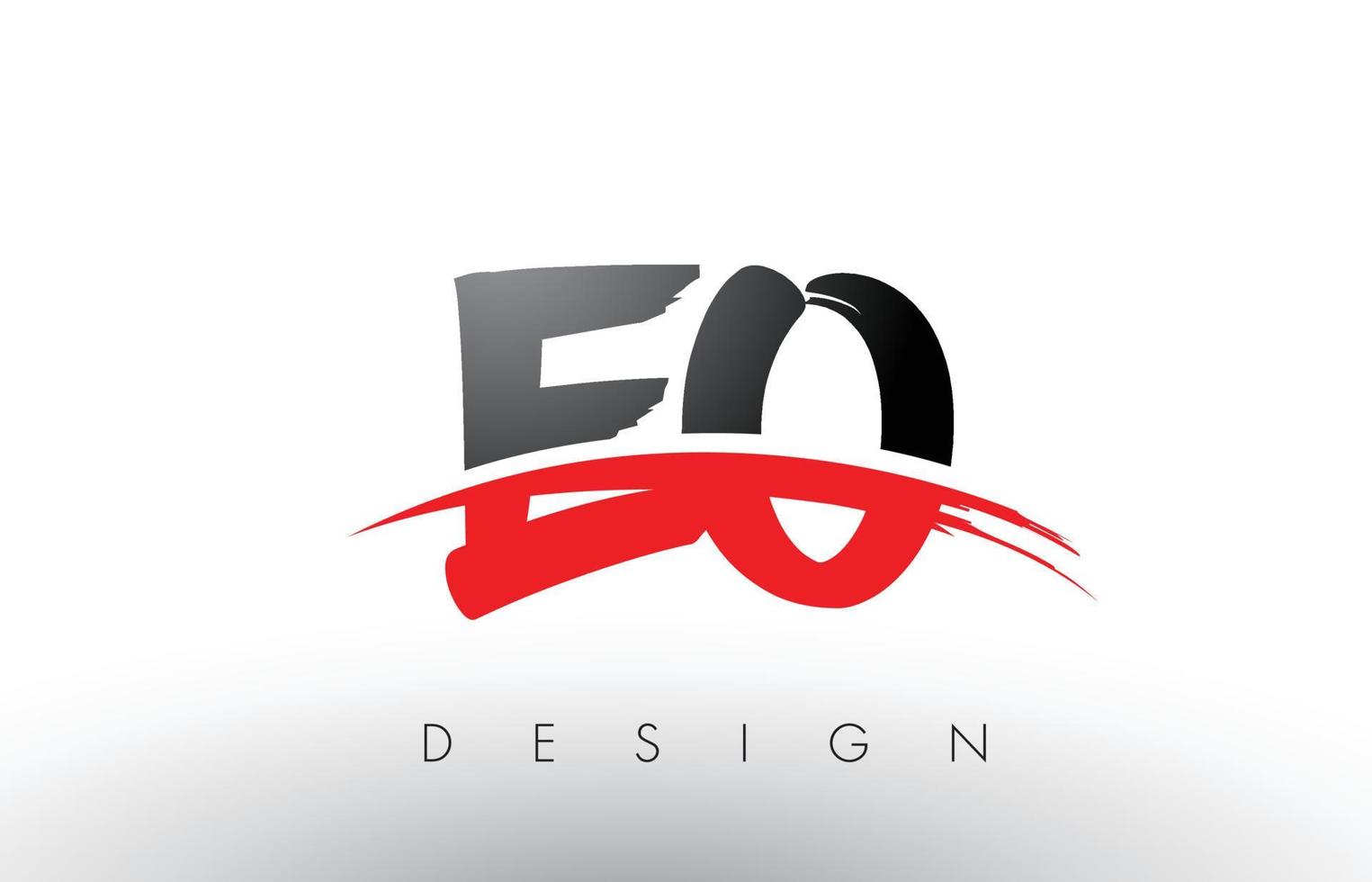 letras del logotipo del pincel eo eo con frente de pincel swoosh rojo y negro vector