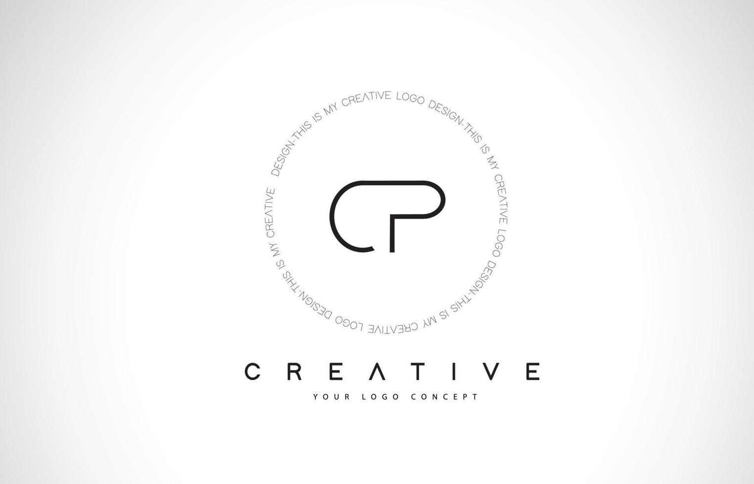 Diseño de logotipo cp cp con vector de letra de texto creativo en blanco y negro.