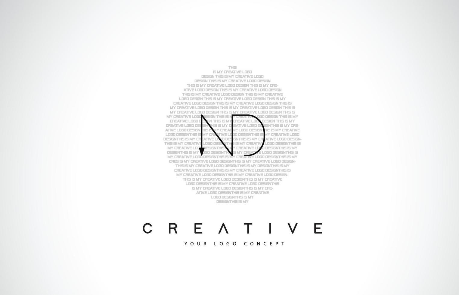 ND N D Logo Design with Black and White Creative Text Letter Vector. vector