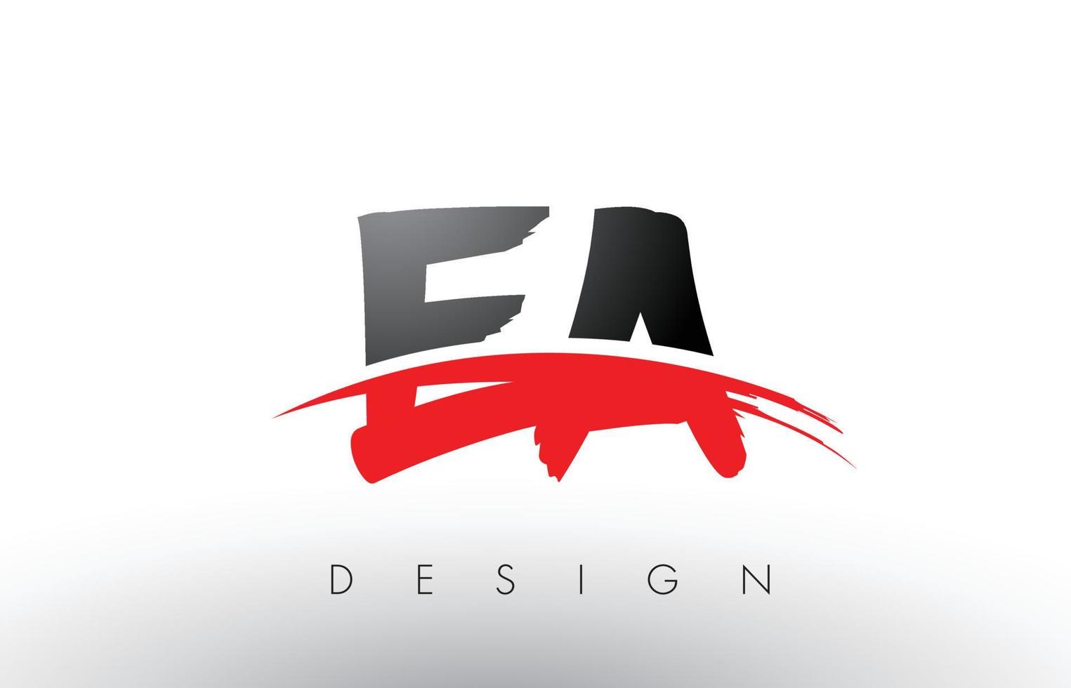 letras del logotipo de ea ea brush con frente de cepillo swoosh rojo y negro vector