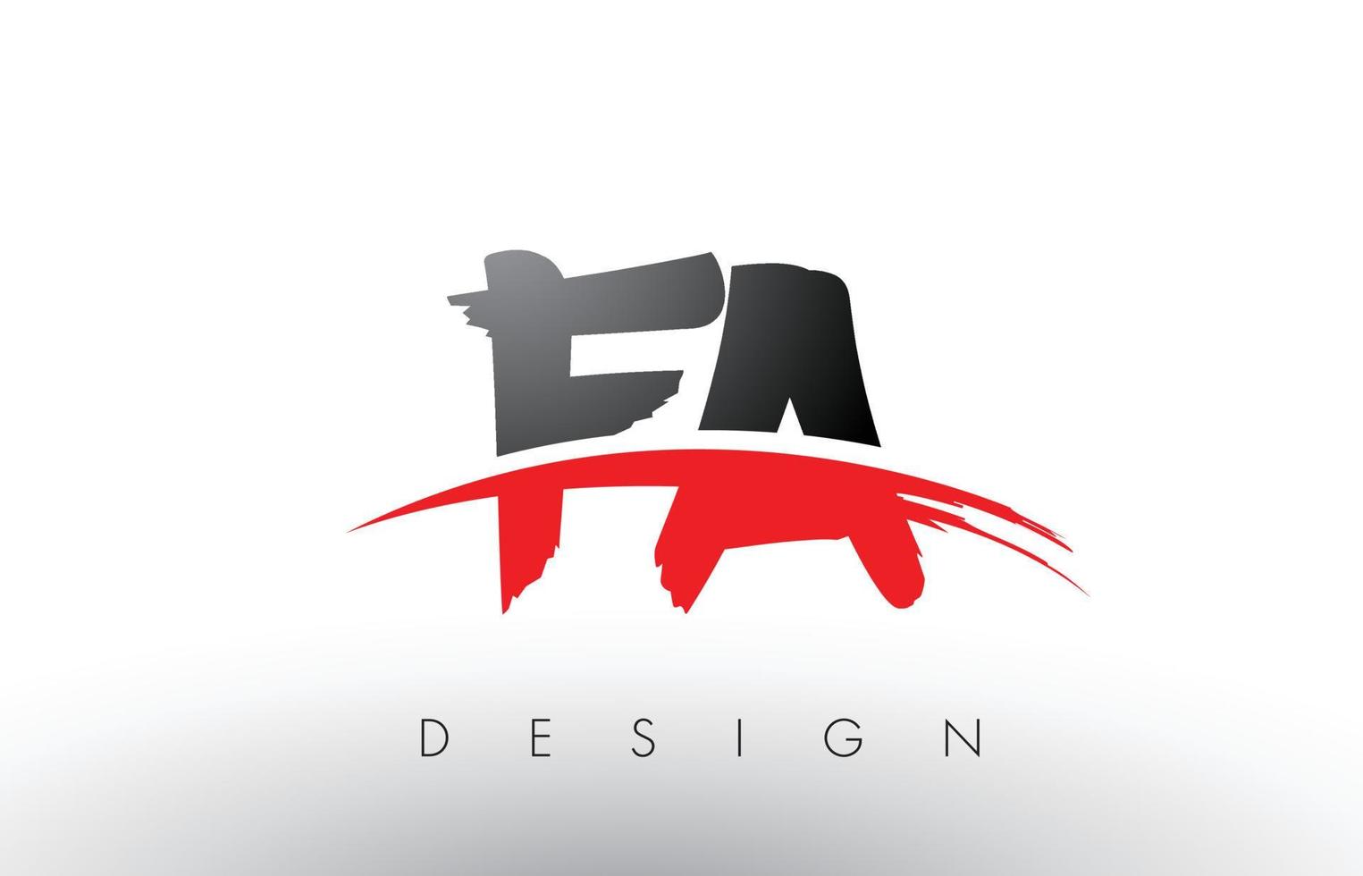 FA F A Brush Logo Letters with Red and Black Swoosh Brush Front vector