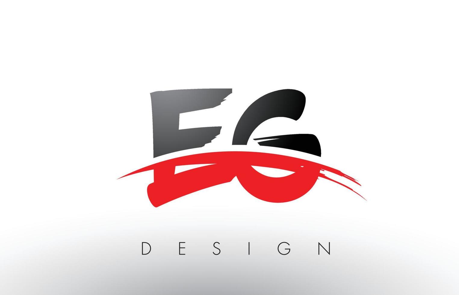 EG E G Brush Logo Letters with Red and Black Swoosh Brush Front vector