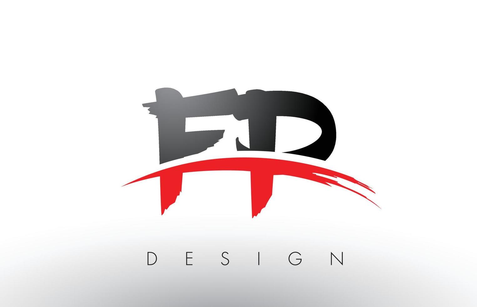 letras del logotipo del cepillo fp fp con frente de cepillo swoosh rojo y negro vector